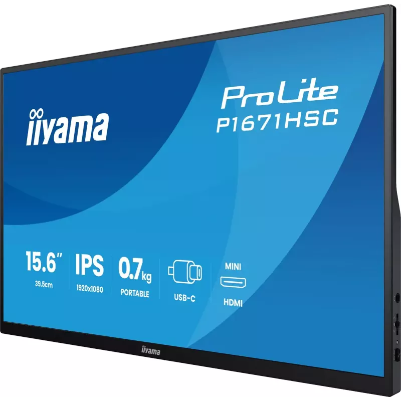 iiyama ProLite P1671HSC-B1 datora monitors 39,6 cm (15,6 collu) 1920 x 1080 pikseļi Full HD LED Melns