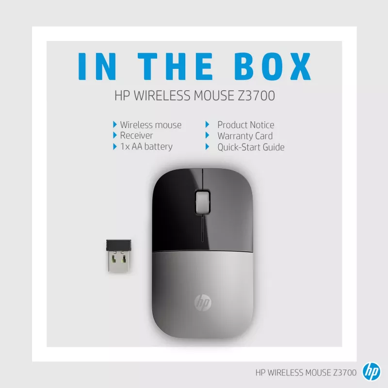 HP Z3700 Blue bezvadu pele, abpusēja, optiska, RF bezvadu, 1200 DPI, zila