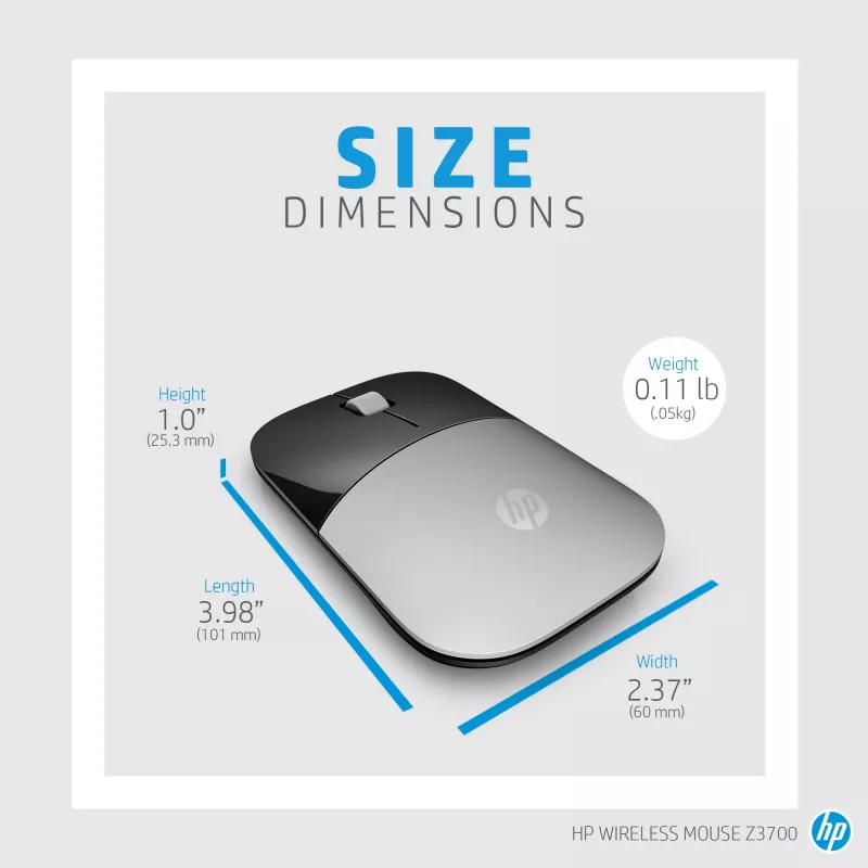 HP Z3700 Blue bezvadu pele, abpusēja, optiska, RF bezvadu, 1200 DPI, zila