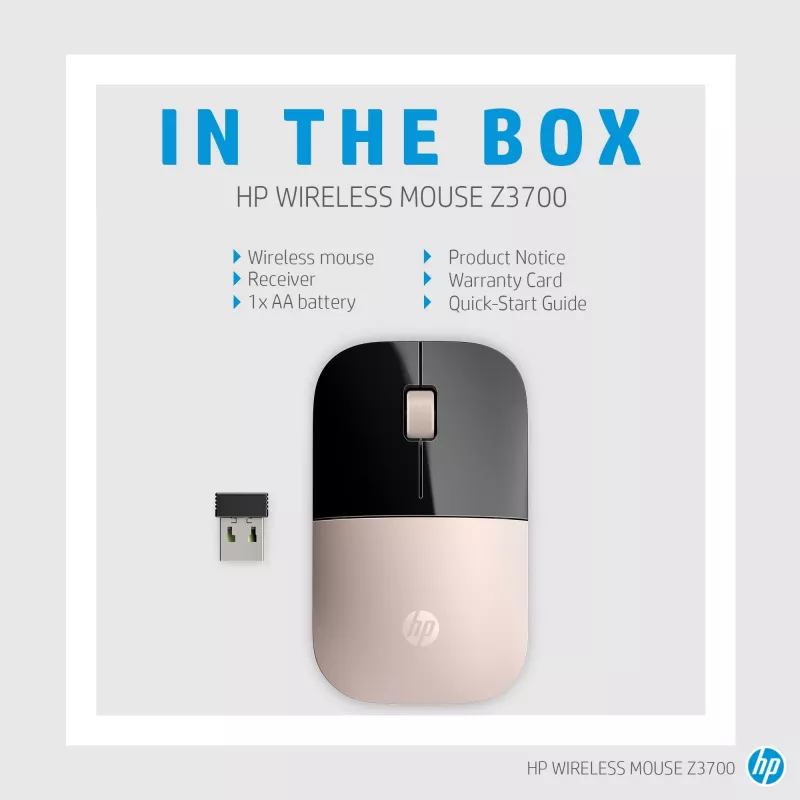 HP Z3700 Blue bezvadu pele, abpusēja, optiska, RF bezvadu, 1200 DPI, zila