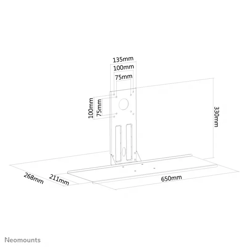 Neomounts KEYB-V200Melns tastatūras/peles plaukts VESA montāžai - platums 65 cm