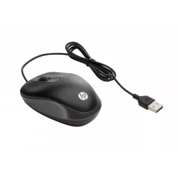 HP USB Travel Mouse, ambidextrs, optiskais, USB Type-A, 1000 DPI, melns