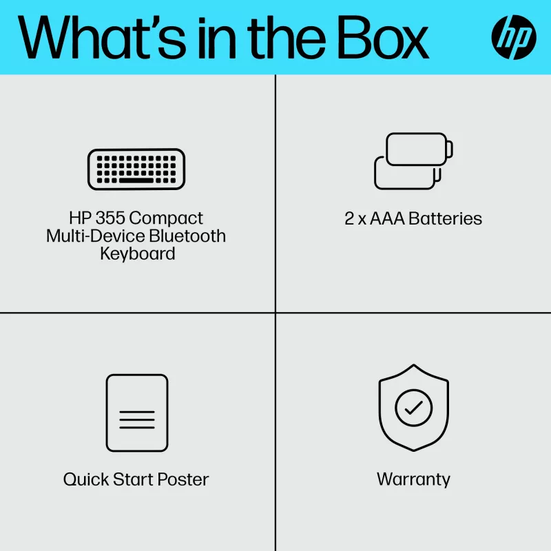 Kompakta Bluetooth tastatūra HP 355 — bezvadu mehāniskie taustiņi, melna, 0,34 kg