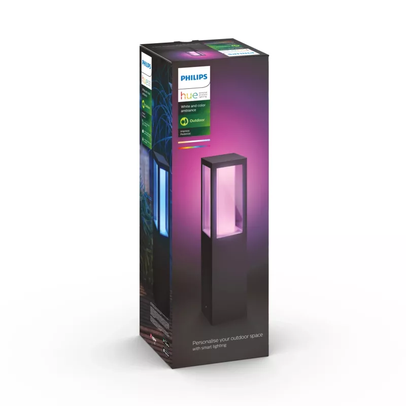 Philips Hue balta and colour ambience IMPRESS OUTDOOR PEDESTAL LIGHT