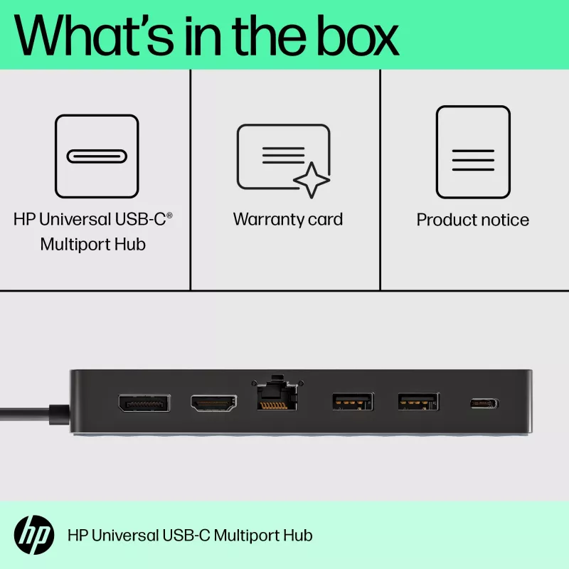 HP Universal USB-C Multiport Hub USB 3.2 Gen 1 Type-C Melns
