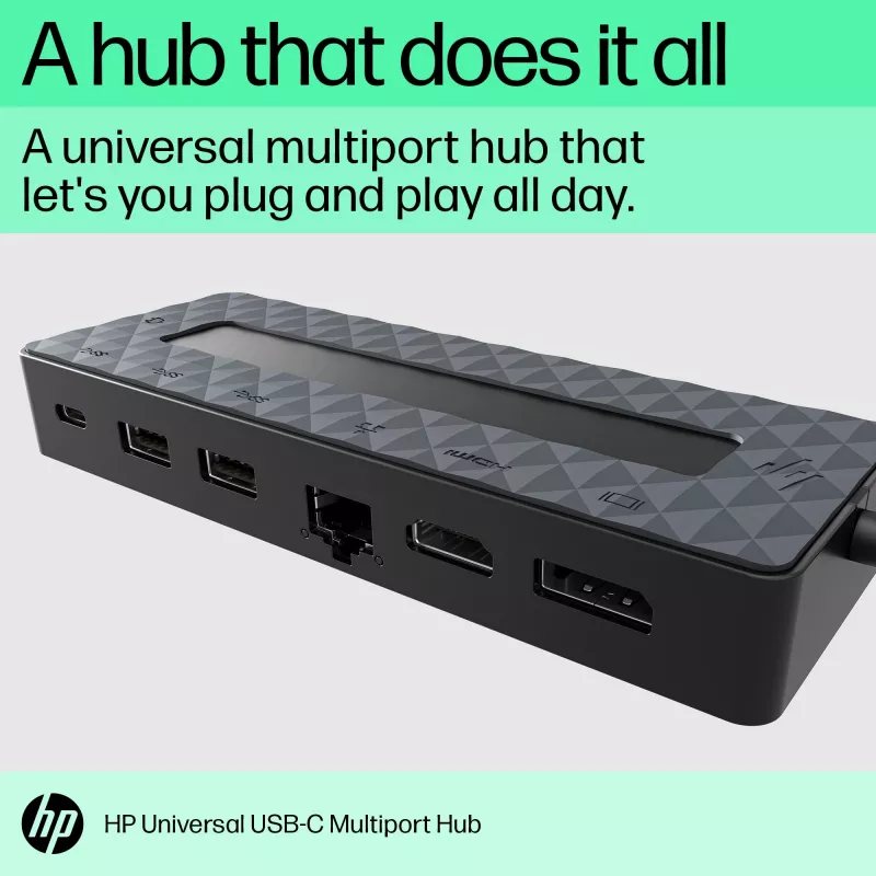 HP Universal USB-C Multiport Hub USB 3.2 Gen 1 Type-C Melns