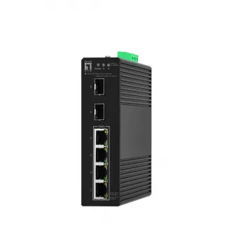 LevelOne Hilbert 6-Port Industrial Gigabit PoE Smart Lite Switch, 2 x SFP, 4 PoE Outputs, 802.3at/af PoE