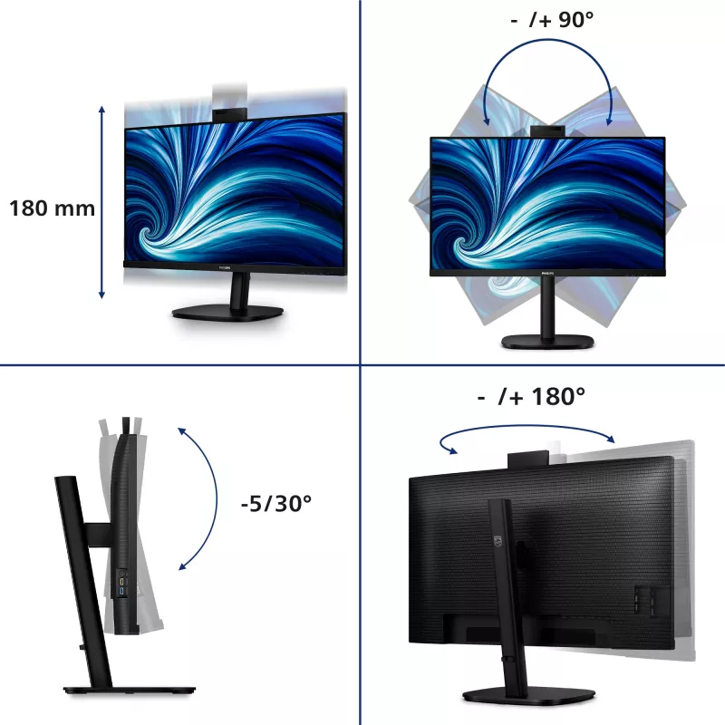 Philips 3000 sērijas 32B2U3601H/00 datora monitors 80 cm (31,5 collas) 2560 x 1440 pikseļi Quad HD LCD Melns