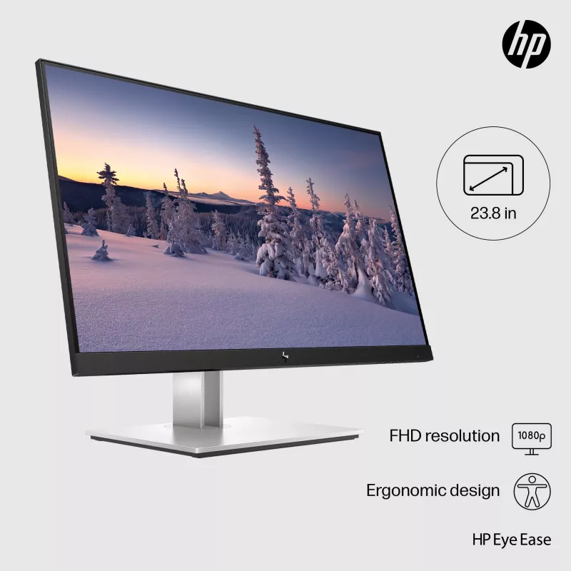 HP E-Series E24 G4 FHD monitors, 60,5 cm (23,8 collas), 1920 x 1080 pikseļi, Full HD, LCD, 5 ms, Melns