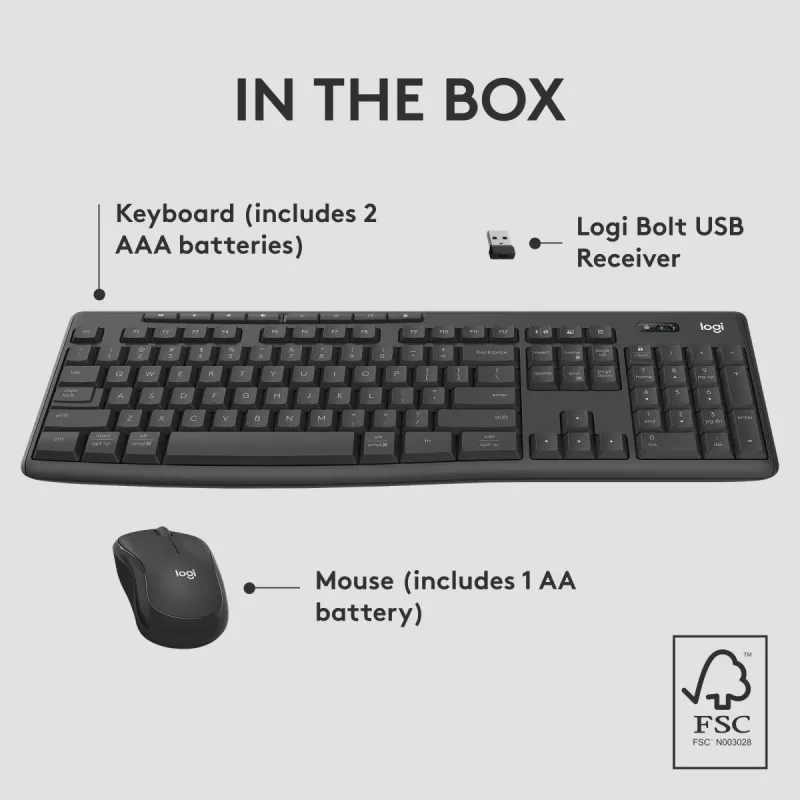 Logitech MK370 Combo for Business pilna izmēra bezvadu tastatūra un pele