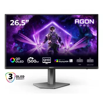 AOC AGON PRO AG276QKD2 datora monitors 67,3 cm (26,5 collas) 2560 x 1440 pikseļi Quad HD QD-OLED Melns, Pelēks