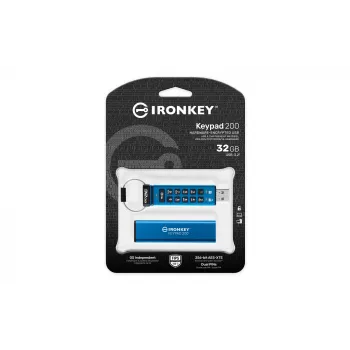 Kingston Technology IronKey 32GB Keypad 200, FIPS 140-3 Lvl 3 AES-256 aparatūras šifrēšana