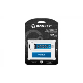 Kingston Technology IronKey 128GB Keypad 200, FIPS 140-3 Lvl 3 AES-256 aparatūras šifrēšana
