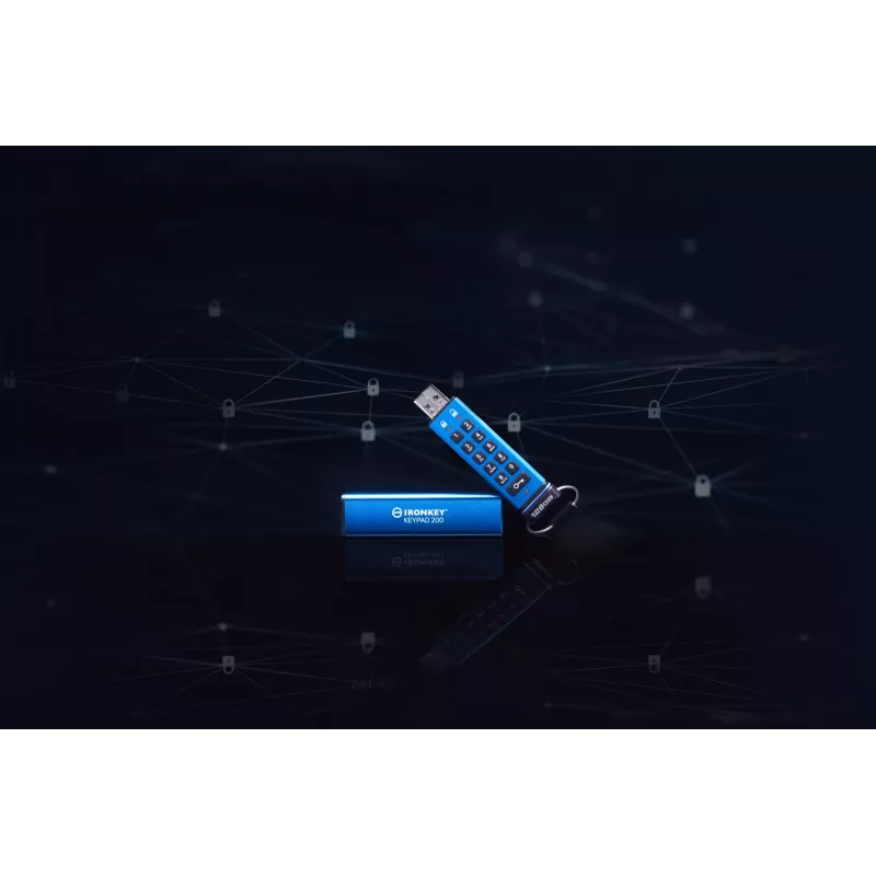 Kingston Technology IronKey 128GB Keypad 200, FIPS 140-3 Lvl 3 AES-256 aparatūras šifrēšana