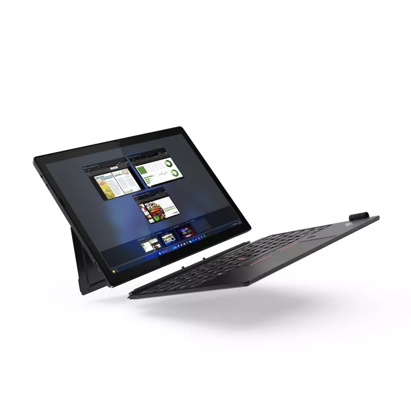 Lenovo ThinkPad X12 Detachable Gen 2 Intel Core Ultra 5 134U Hybrid (2-in-1) 31,2 cm (12,3 collas) Skārienjutīgs Full HD+ 16 GB LPDDR5x-SDRAM 512 GB SSD Wi-Fi 6E (802.11ax) Windows 11 Pro Vācu Melns