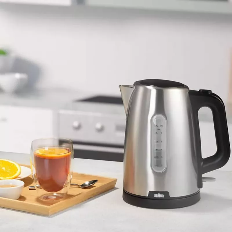 Braun PurShine WK102AI-WK1500BK elektriskā tējkanna 1,7 l 2200 W melna, nerūsējošais tērauds