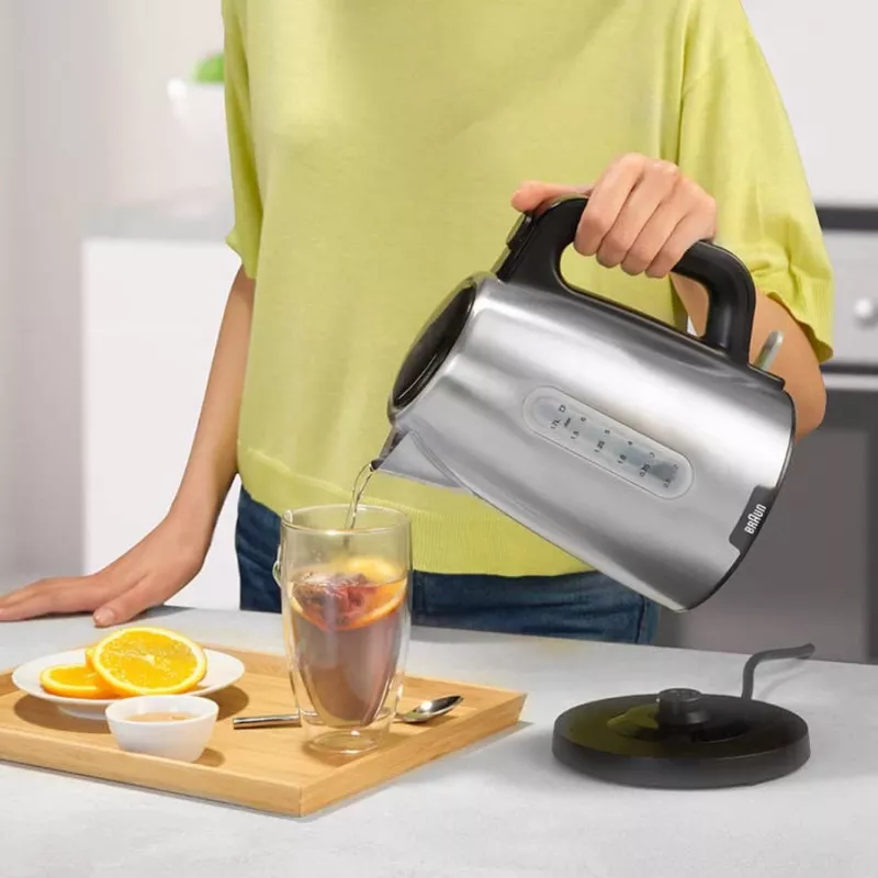 Braun PurShine WK102AI-WK1500BK elektriskā tējkanna 1,7 l 2200 W melna, nerūsējošais tērauds