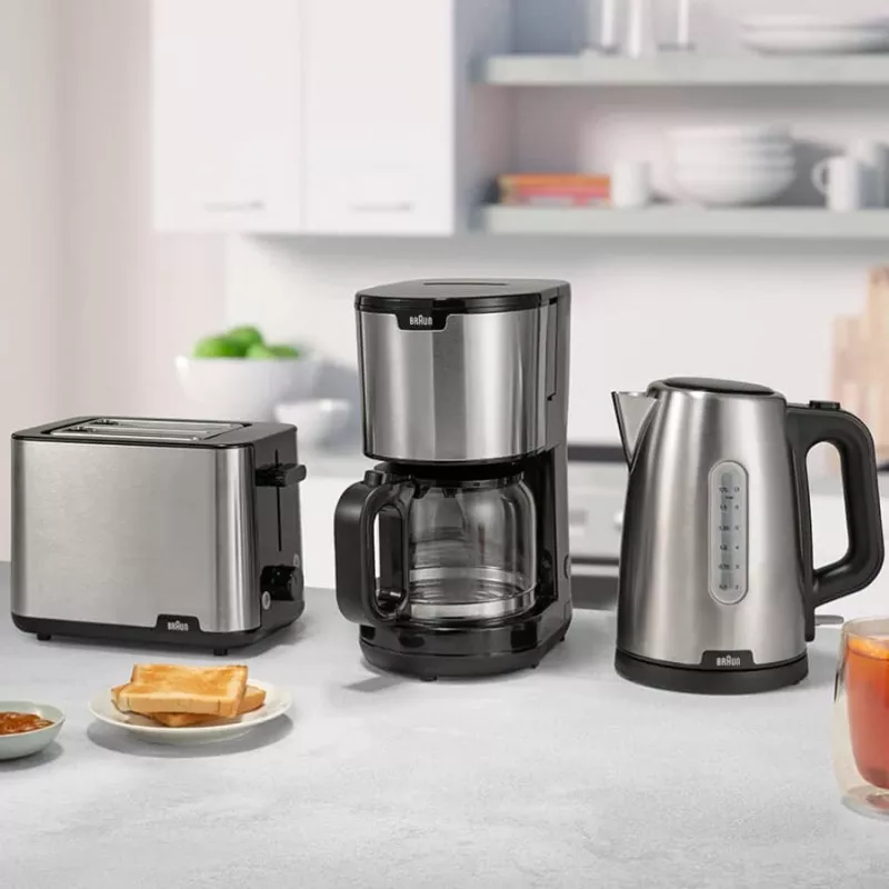 Braun PurShine WK102AI-WK1500BK elektriskā tējkanna 1,7 l 2200 W melna, nerūsējošais tērauds