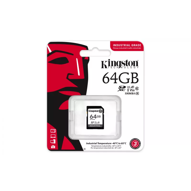 Kingston Technology 64 GB SDXC rūpnieciskā zibatmiņa, UHS-I, pSLC