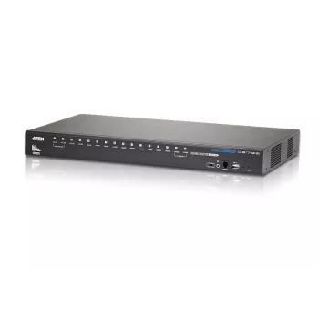 ATEN 16 portu USB-HDMI KVM slēdzis ar USB perifērijas portu, 1920 x 1200 pikseļi, WUXGA, 8,66 W, melns