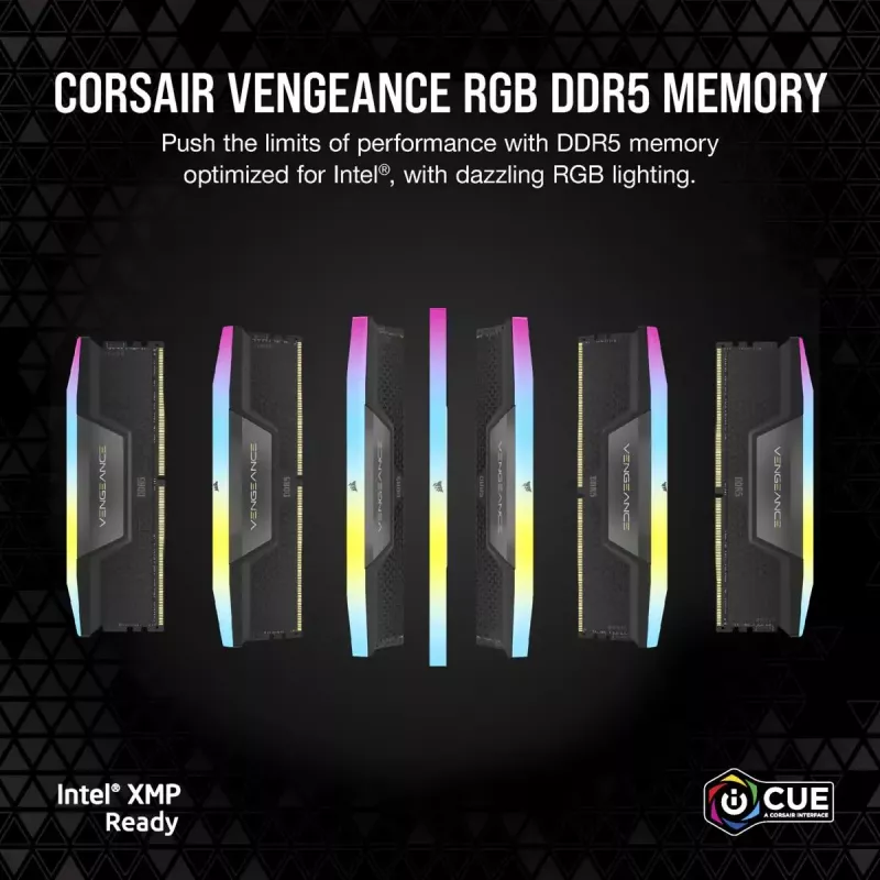 CORSAIR Memory 32GB DDR5 (2x16gb) Dram 7000mt/s CL34 Memory Kit Vengeance RGB Melns