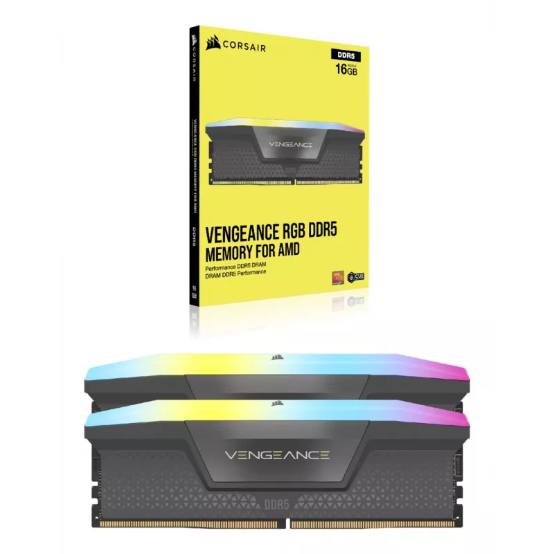 CORSAIR atmiņa 64GB (2x32GB) DDR5 DRAM 5200MT/s CL40 AMD EXPO un Intel XMP atmiņas komplekts Vengeance RGB