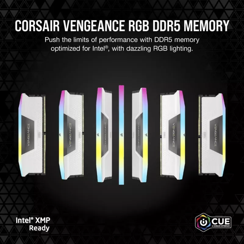 CORSAIR Memory 64GB DDR5 (2x32gb) Dram 5200mt/s CL40 Memory Kit Vengeance RGB balta
