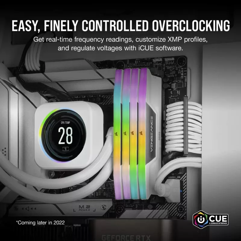 CORSAIR Memory 64GB DDR5 (2x32gb) Dram 5200mt/s CL40 Memory Kit Vengeance RGB balta