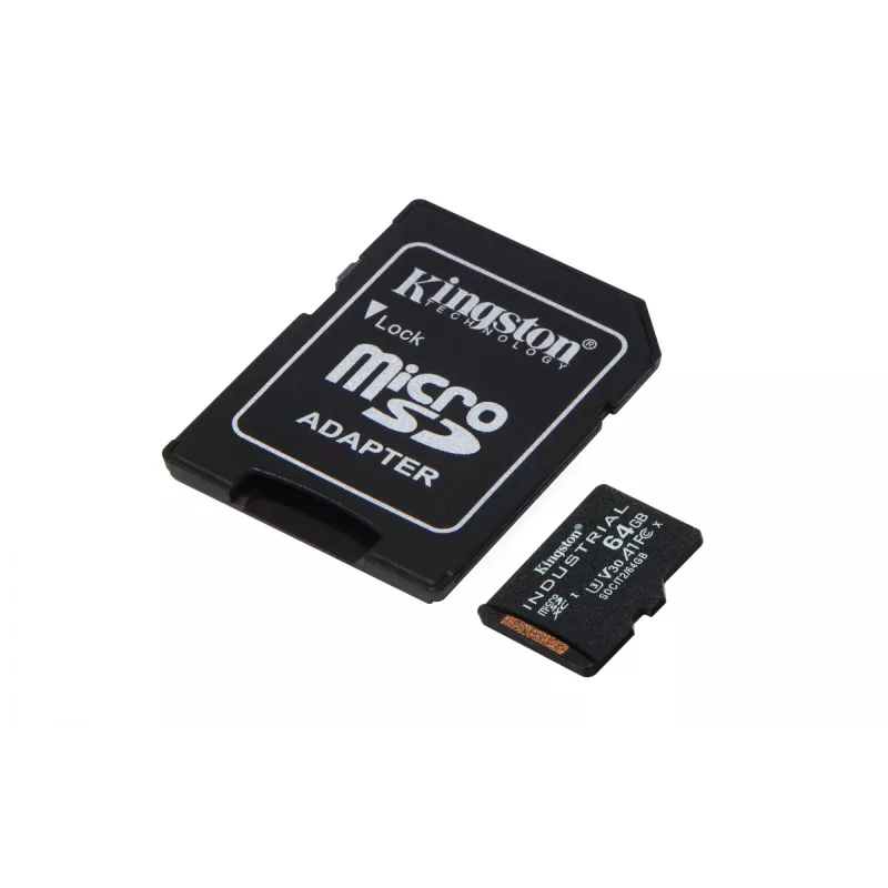 Kingston Technology 64GB microSDXC Industrial C10 A1 pSLC karte + SD adapteris