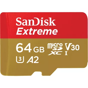 WESTERN DIGITAL Extreme microSDXC 64GB SD Adapter Action Cams and Drones 170MB/s 80MB/s A2 C10 V30 UHS-I U3