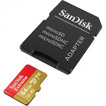 WESTERN DIGITAL Extreme microSDXC 64GB SD Adapter Action Cams and Drones 170MB/s 80MB/s A2 C10 V30 UHS-I U3