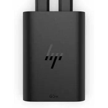 HP 600Q7AA 65 W GaN USB-C portatīvā datora lādētājs, 2 × USB-C, 20 V, melns