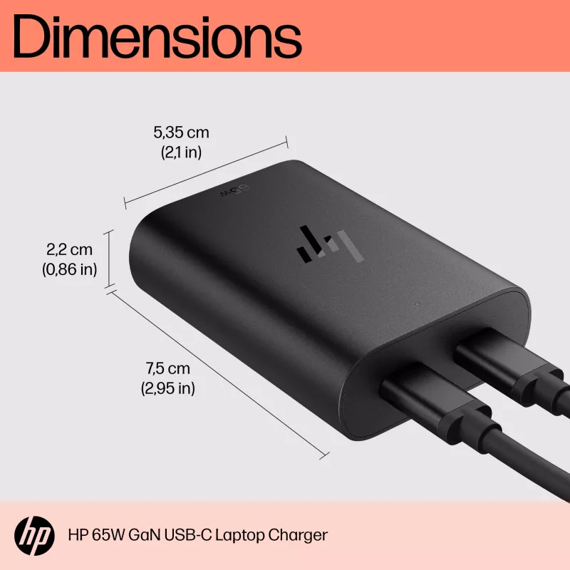 HP 65W GaN USB-C klēpjdatora lādētājs, klēpjdatoram, iekštelpām, 65 W, 5,9,12,15,20 V, 65 W, mājai