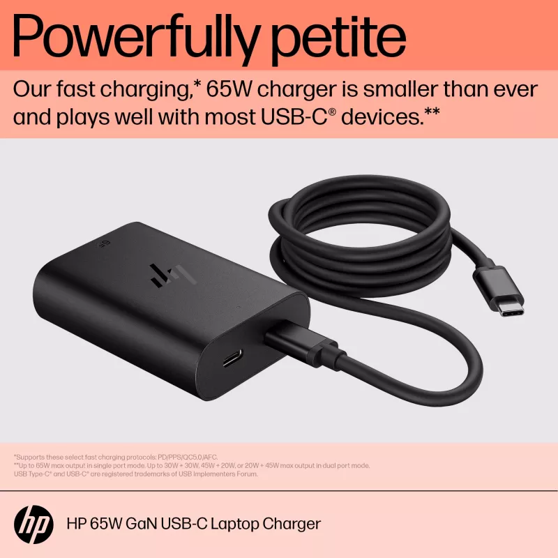 HP 65W GaN USB-C klēpjdatora lādētājs, klēpjdatoram, iekštelpām, 65 W, 5,9,12,15,20 V, 65 W, mājai