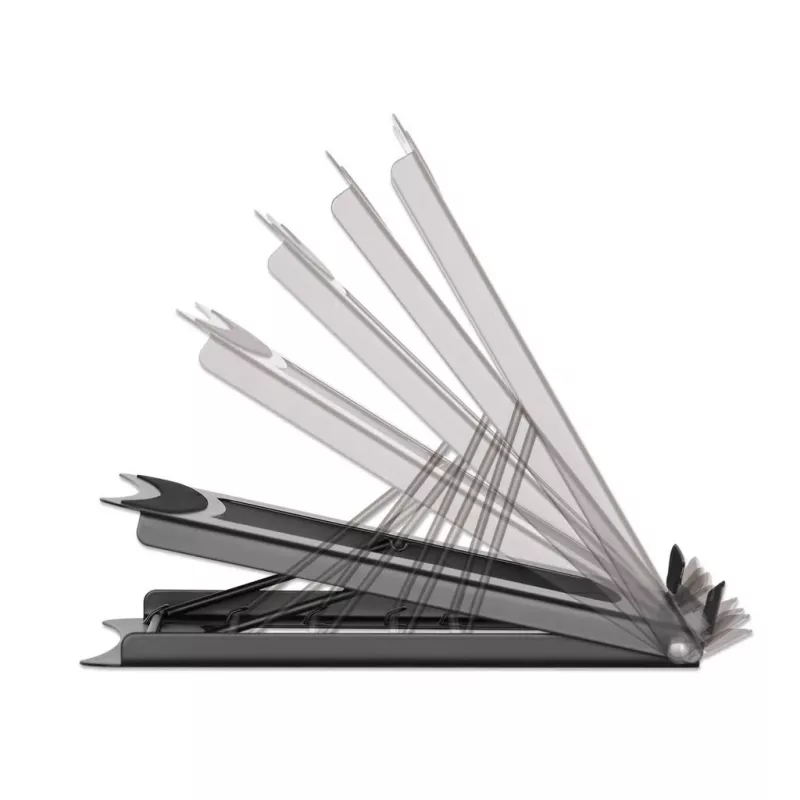 Manhattan Laptop un planšetdatora statīvs, regulējams (5 pozīcijas), Piemērots visām planšetēm un klēpjdatoriem līdz 15,6 collām, Pārnēsājams un viegls, Tērauds, Melns, Mūža garantija