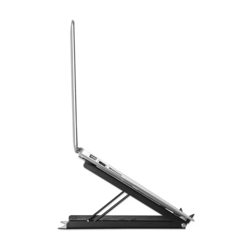 Manhattan Laptop un planšetdatora statīvs, regulējams (5 pozīcijas), Piemērots visām planšetēm un klēpjdatoriem līdz 15,6 collām, Pārnēsājams un viegls, Tērauds, Melns, Mūža garantija