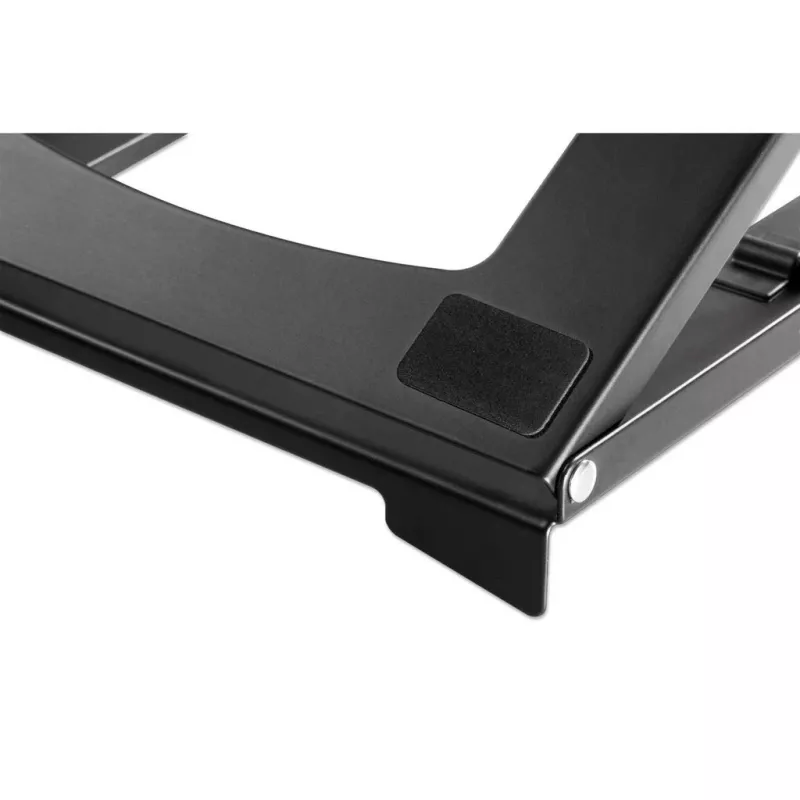 Manhattan Laptop un planšetdatora statīvs, regulējams (5 pozīcijas), Piemērots visām planšetēm un klēpjdatoriem līdz 15,6 collām, Pārnēsājams un viegls, Tērauds, Melns, Mūža garantija