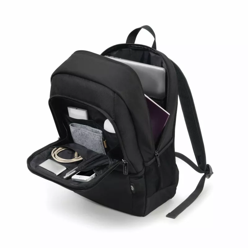 DICOTA Eco Backpack Base - 13-14.1in piezīmjdatora mugursoma - Melna / 300d Rpet poliesters