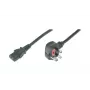 DIGITUS strāvas vads UK kontaktdakša 90° leņķa - C13 M/F 2m H05VV-F3G 1.00 qmm drošinātājs 5A melns
