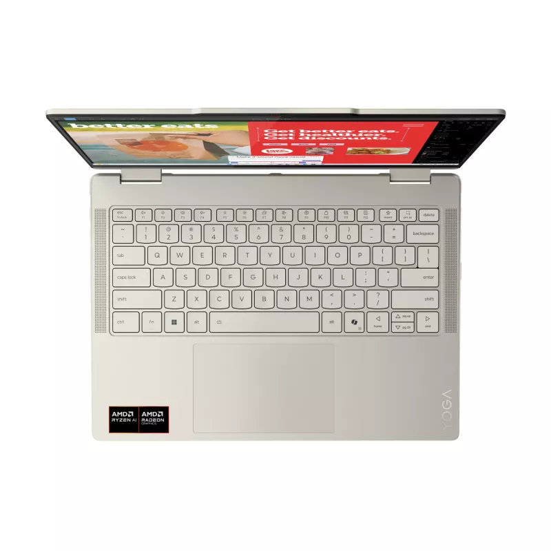 Lenovo Yoga 7 2-in-1 14AKP10 Copilot+ PC AMD Ryzen™ AI 7 350 hibrīds (2-in-1) 35,6 cm (14 collas) skārienjūtīgs 2.8K 16 GB LPDDR5x-SDRAM 1 TB SSD Wi-Fi 7 (802.11be) Windows 11 Home vācu pelēks