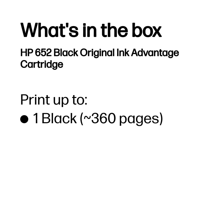 HP 652 Melns Oriģināls Ink Advantage kasetne