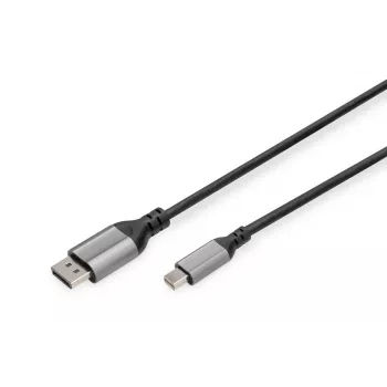 DIGITUS mini DP uz DP 8K 60Hz. DP 1.4 Alumīnija korpuss Melns 2m