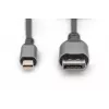 DIGITUS mini DP uz DP 8K 60Hz. DP 1.4 Alumīnija korpuss Melns 2m