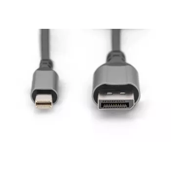 DIGITUS mini DP uz DP 8K 60Hz. DP 1.4 Alumīnija korpuss Melns 2m