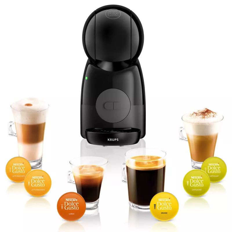 Espresso automāts KRUPS Piccolo XS KP1A3B, 0,8 L ūdens tvertne, Dolce Gusto kapsulas, 1600 W, darba virsmai, melns