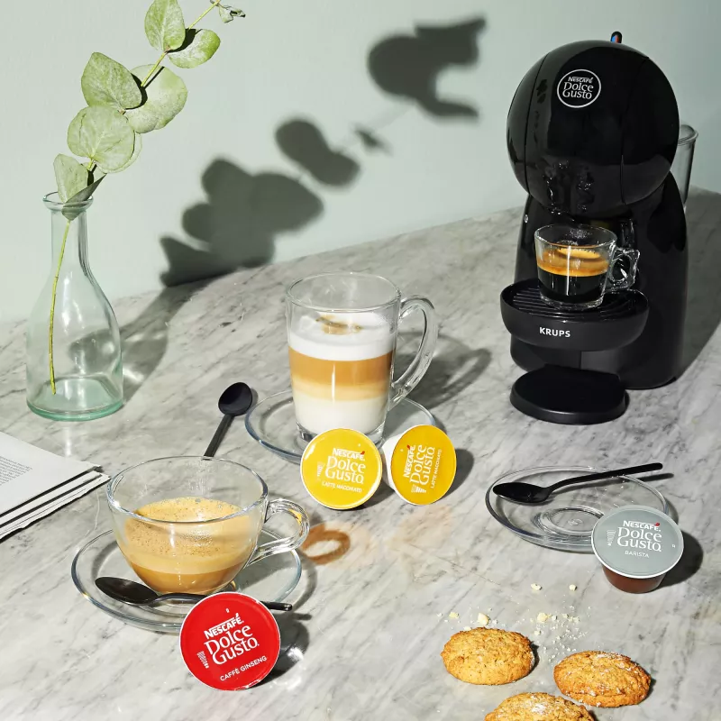 Espresso automāts KRUPS Piccolo XS KP1A3B, 0,8 L ūdens tvertne, Dolce Gusto kapsulas, 1600 W, darba virsmai, melns