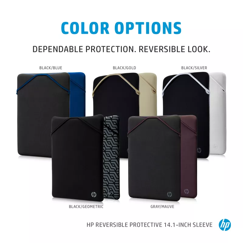 HP Reversible Protective 14.1-inch Silver Laptop Sleeve, Uzmavas futrālis, 160 g