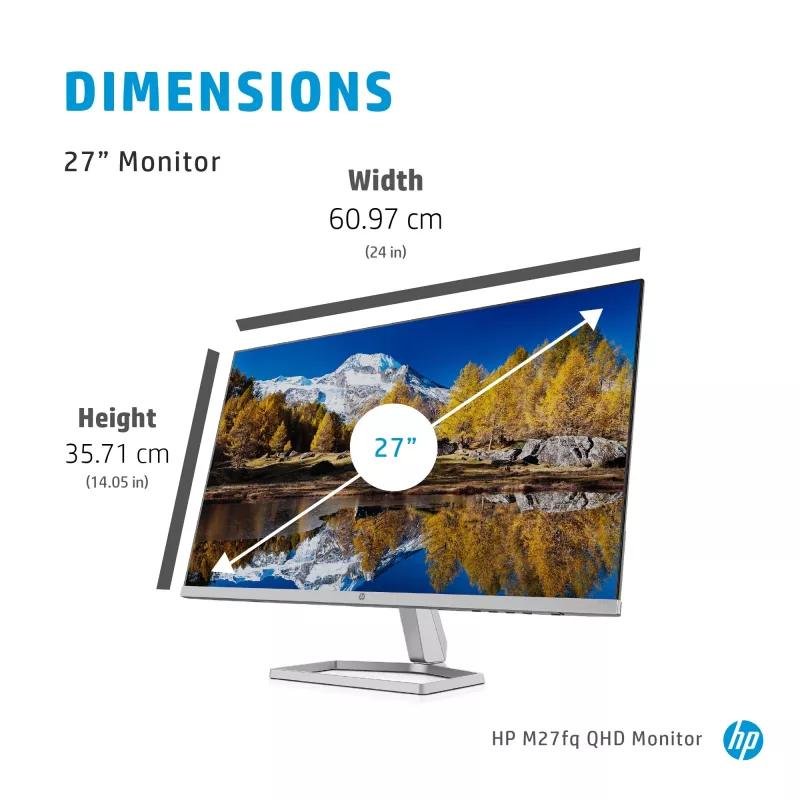 Monitors HP M27fq 27 collu Quad HD 2560x1440 IPS LCD, 300 cd/m², 75 Hz, 5 ms, Sudrabs