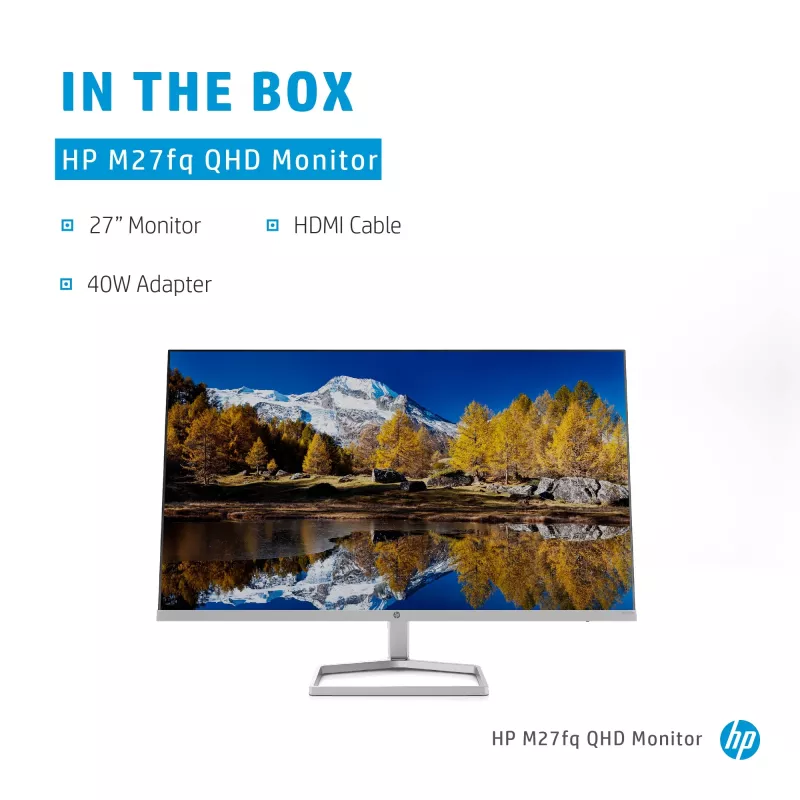 Monitors HP M27fq 27 collu Quad HD 2560x1440 IPS LCD, 300 cd/m², 75 Hz, 5 ms, Sudrabs