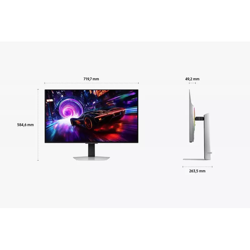 Samsung S32FG814SU datora monitors 81,3 cm (32 colli) 3840 x 2160 pikseļi 4K Ultra HD OLED Sudrabs